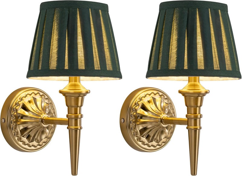 KDG Cordless Wall Sconces Set of 2, Small Wireless 5200mAh Rechargeable Battery Fabric LED Wall Lamps, Portables Lightings for Wall Painting, Living Room, Bedroom, Hallway, Gifts, Night Light (Green) - Image 1